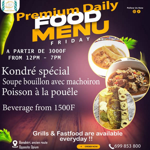 Menu du Vendredi : Poisson à la poêle, Kondrè special, Soupe bouillon de machoiron.